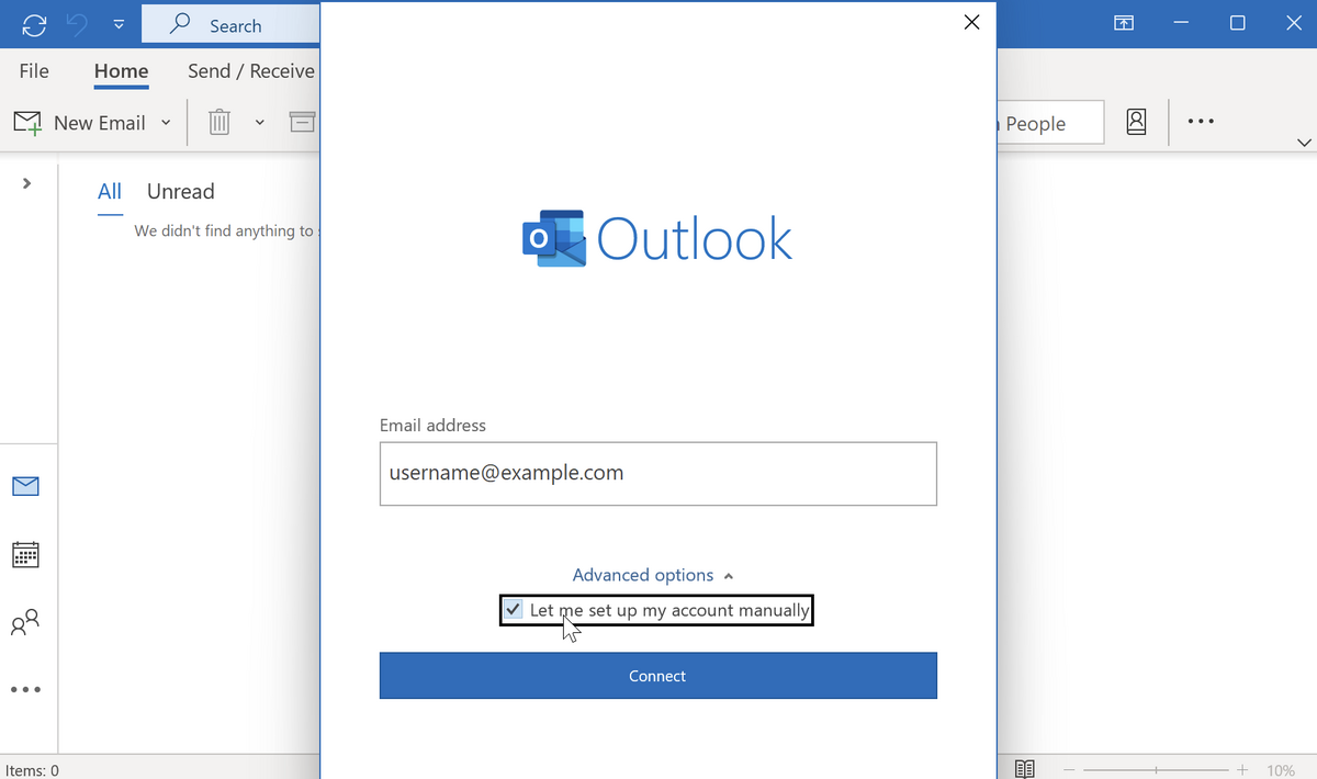 Let me setup my account manually